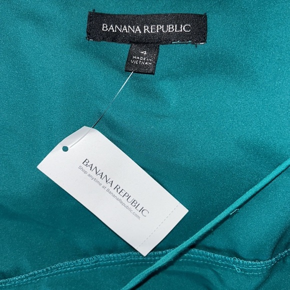 NWT Banana Republic Emerald Green Draped Front Slip Mini Dress - 4 - Picture 10 of 14